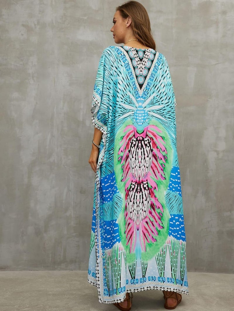 IMAGEKOPE Kaftan Dresses for Women Plus Size Bathing Suit Cover up Caftan Maxi Beach Dresses - Image 5